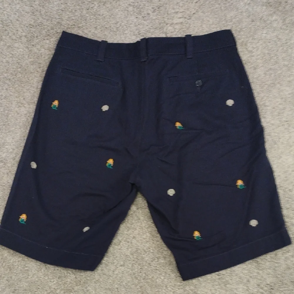-J. Crew Rivington Navy Front Tailored Chino Shorts With Embroidery Detail